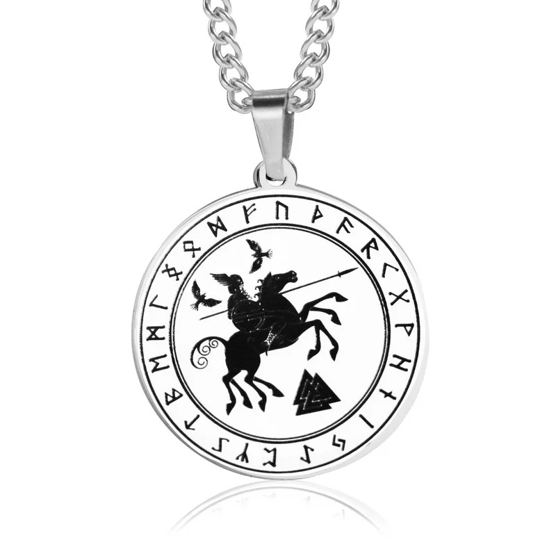 

Nordic Viking Vintage Rune Viking Warrior Stainless Steel Pendant for Men Fashion Charm Necklace Jewelry Wholesale Accessories