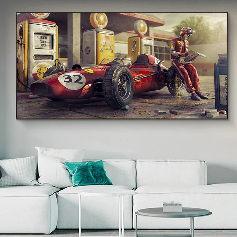 

Racing F1 Race Car Poster Luxury Supercar Ferrari Canvas Painting Classic Wall Art Picture for Bedroom Home Decorative Prints