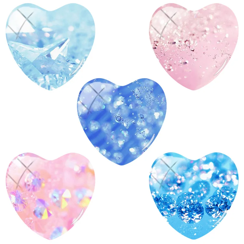 

TAFREE popular crystal texture Pattern 25MM Heart Glass Cabochon Cameo Transparent Flat Back Glass For KeyChain Jewelry TX427