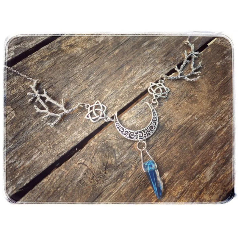 Кварцевое ожерелье Elven Moon модные ювелирные изделия Wicca языческая ведьма тройная