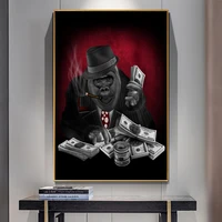 smoking monkey gorilla count money canvas painting posters print cuadros wall art for living room home decor no frame