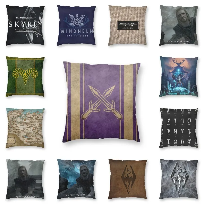 

Riften Banner Cushion Cover 40x40 Home Decor Print Skyrim Action Game Throw Pillow Case for Living Room Double-sided