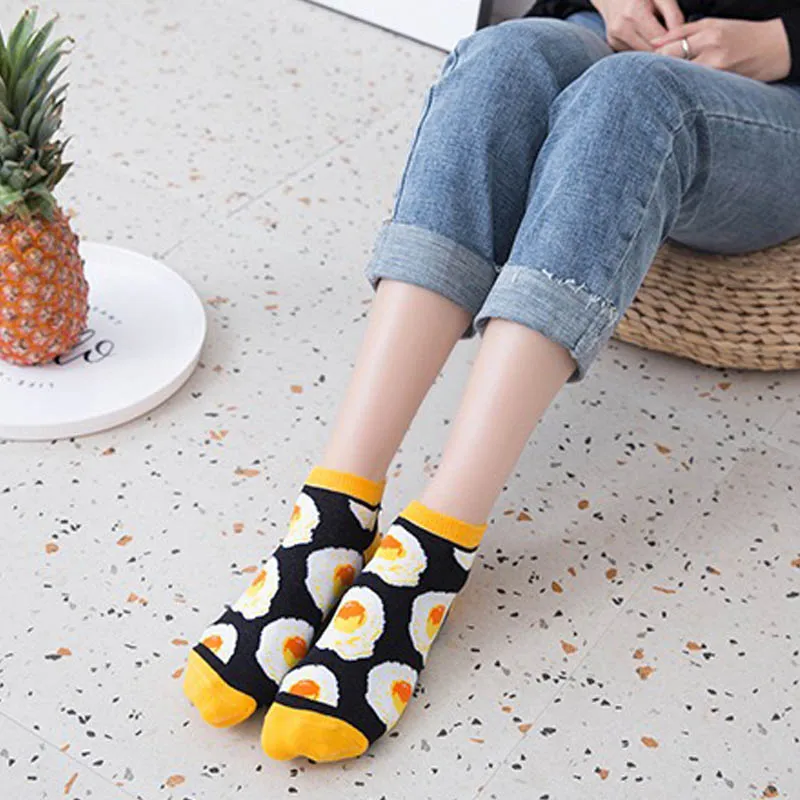 Носки для женщин омлет гамбургер суши Apple растения фрукты еда короткие носки