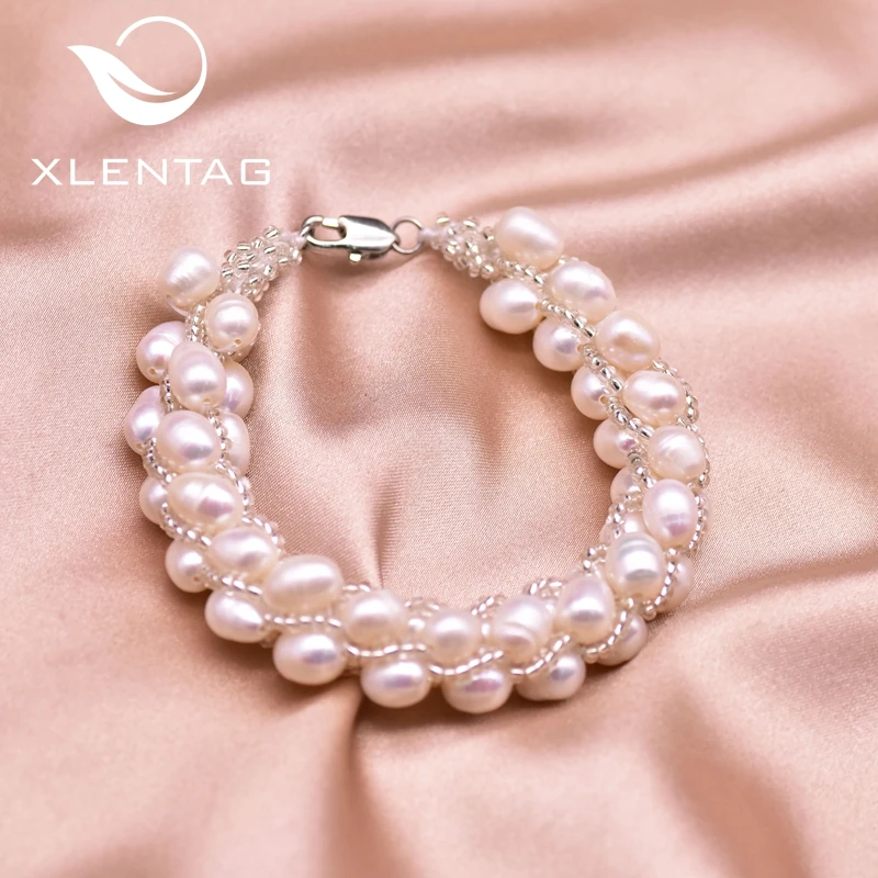 

XlentAg Luxury Natural Semi-Baroque White Pearl Bead Bracelets Women Anime Wedding Party Gifts Handmade Bohemian Jewelry GB0204A