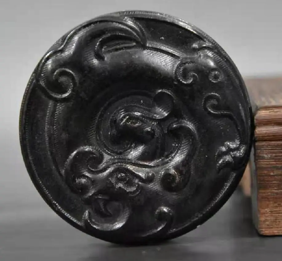 

Hongshan culture archaize black iron meteorite phoenix bi statue