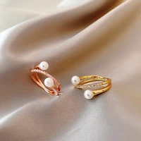 south korean ins tide niche fashion ring female light luxury net red pearl high end ring