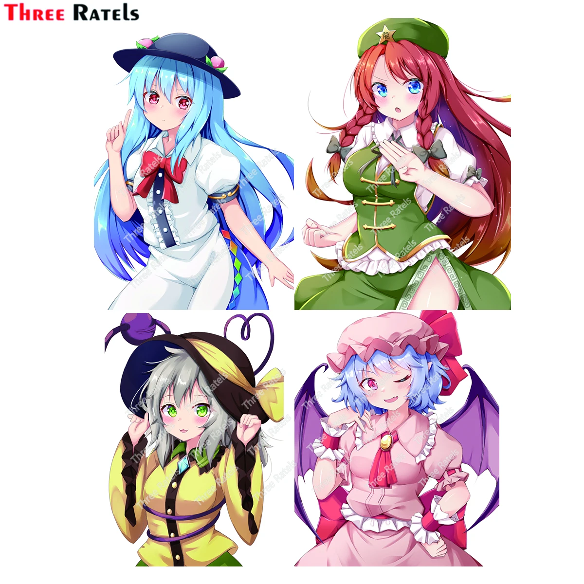 

Автомобильные наклейки Three Ratels E723 Hong Meiling Touhou, декоративные аксессуары из ПВХ для мотоцикла, ноутбука, красивые наклейки