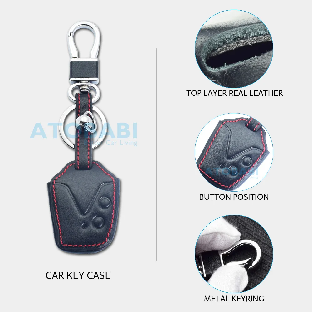 Leather Car Key Case For Proton Wira 415 416 Persona 2 Buttons Remote Control Fob Protector Cover Keychain Holder Auto Accessory |
