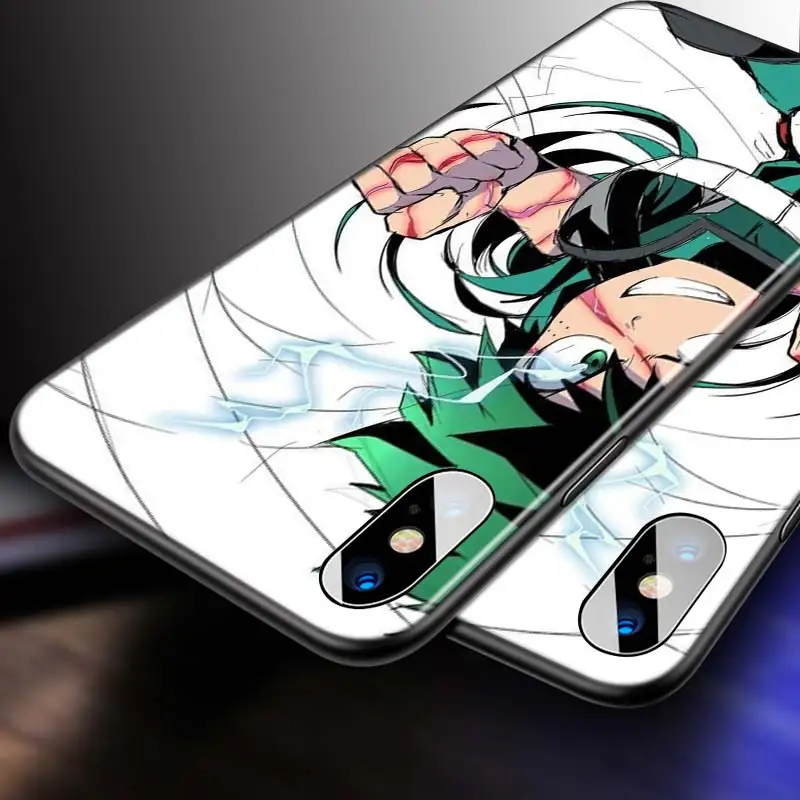 

For iPhone 12 11 Pro Max mini Bright Black Case Hot My Hero Academia for iPhone Max XR X 8 7 6 Plus 5S SE Phone Case