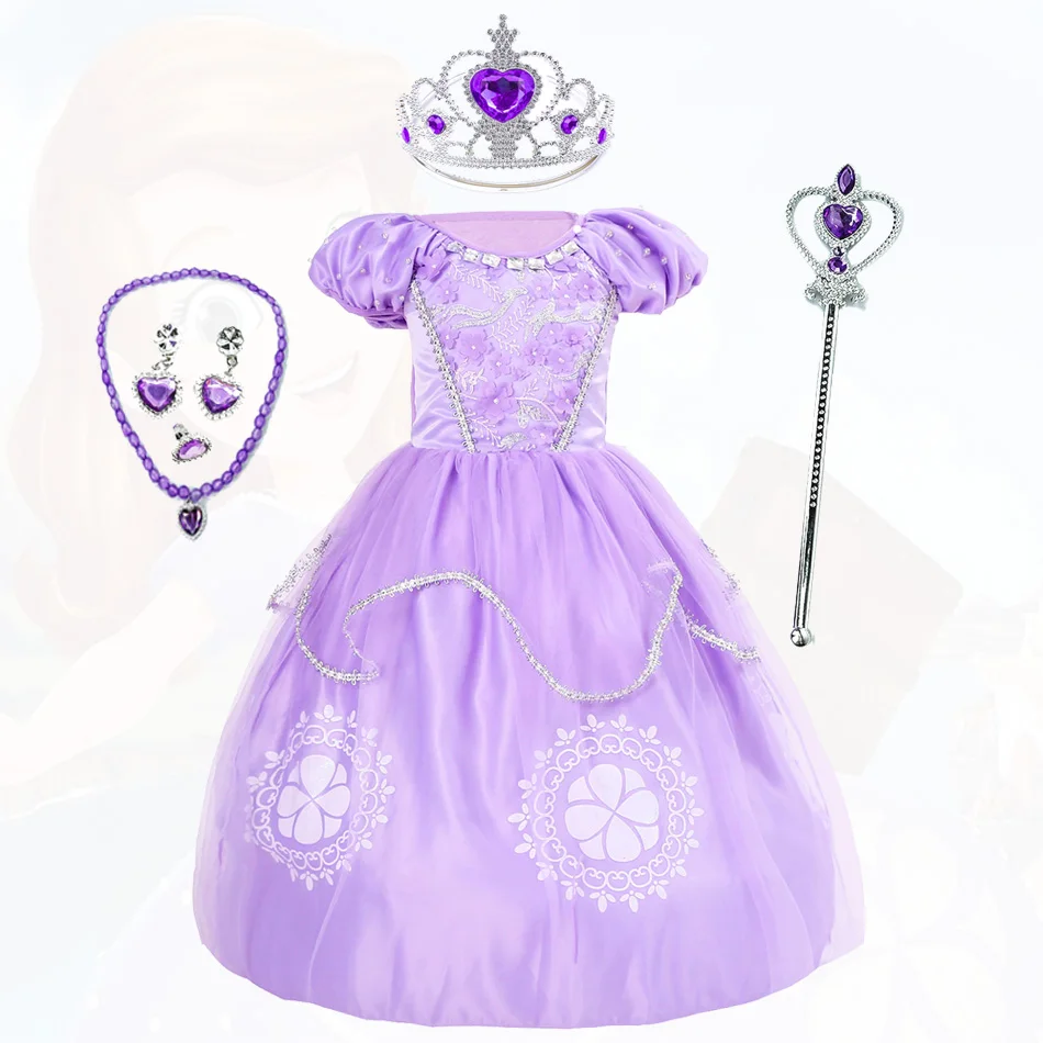 

Girls Sofia the First Princess Dress Kids Clothes Summer Flare Sleeve Dress Children Birthday Party Cosplay Fancy Costume