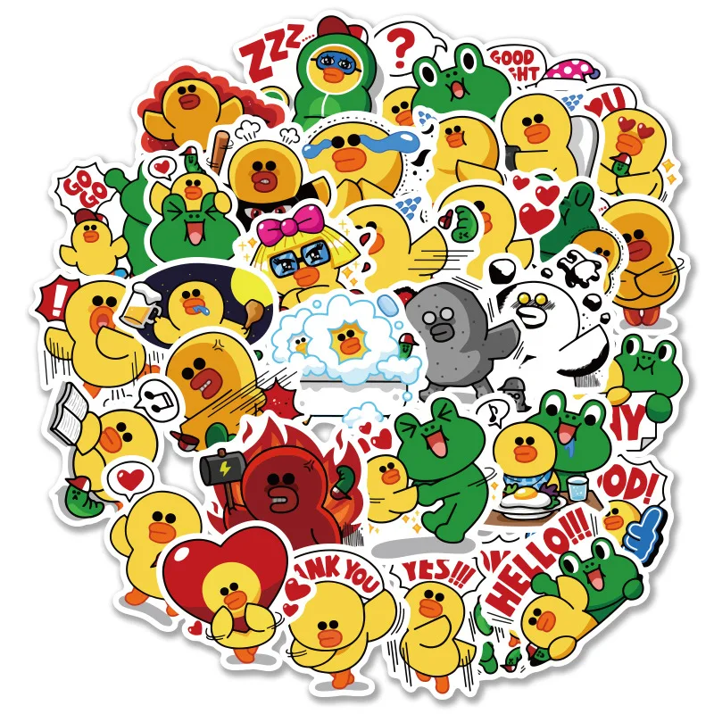 Pegatinas de pato amarillo con rana para tel&eacute;fono m&oacute;vil, pegatinas impermeables para tel&eacute;fono m&oacute;vil, 40 Uds.-0