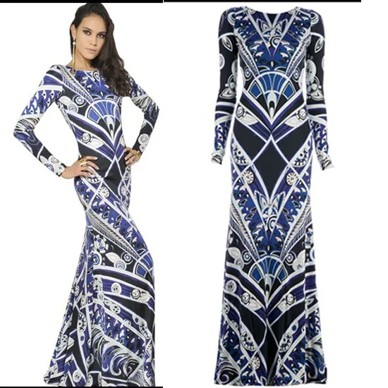 

Women's New Printed Contrast Color Sexy Stretch Knit Slim Plus Size Dresses for Women