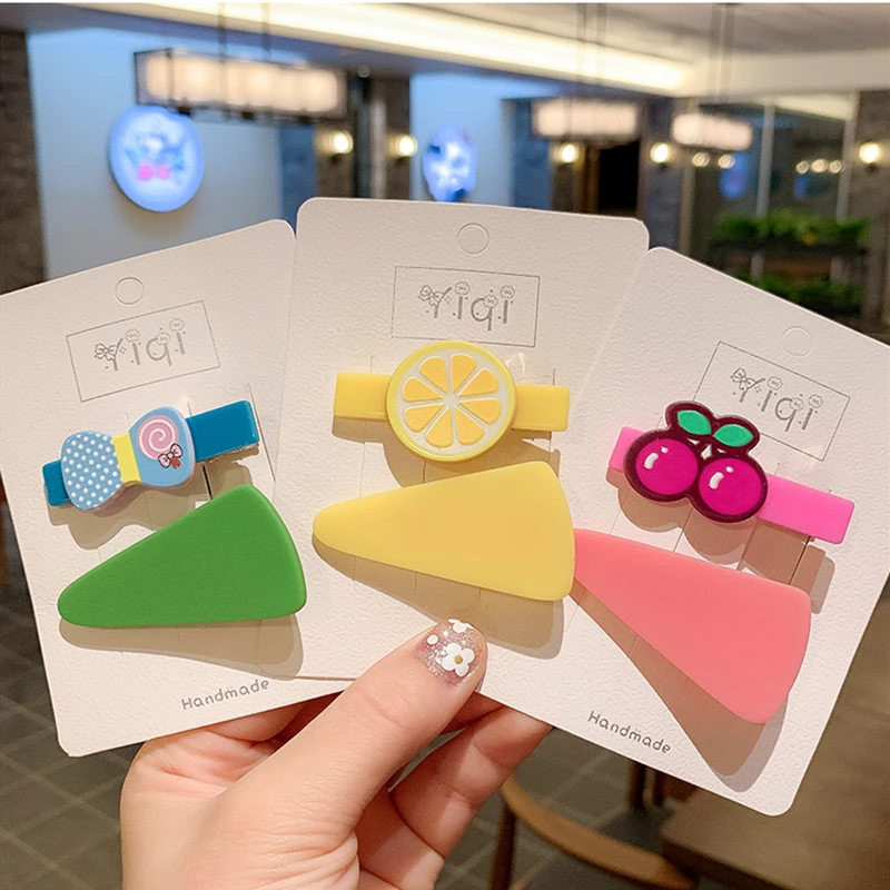 2 шт. фрукты ярких цветов заколки для волос детей девочек силикагель твердые