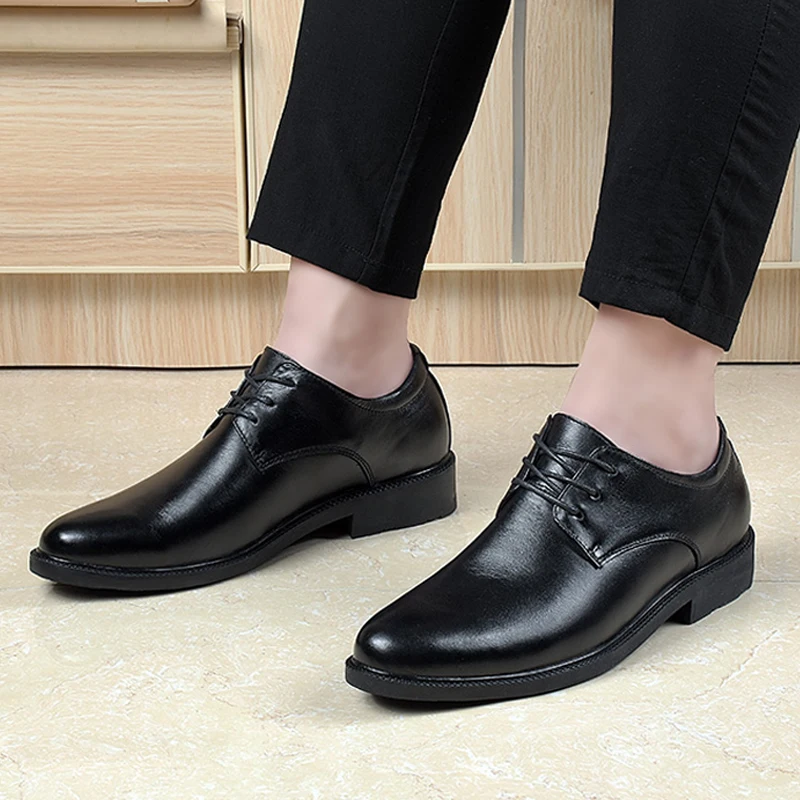 2021 Autumn Men Dress Shoes Casual Genuine Leather Classics Black Lace Up Derby Shoe Man Office Formal Shoes For Male Size 36-47