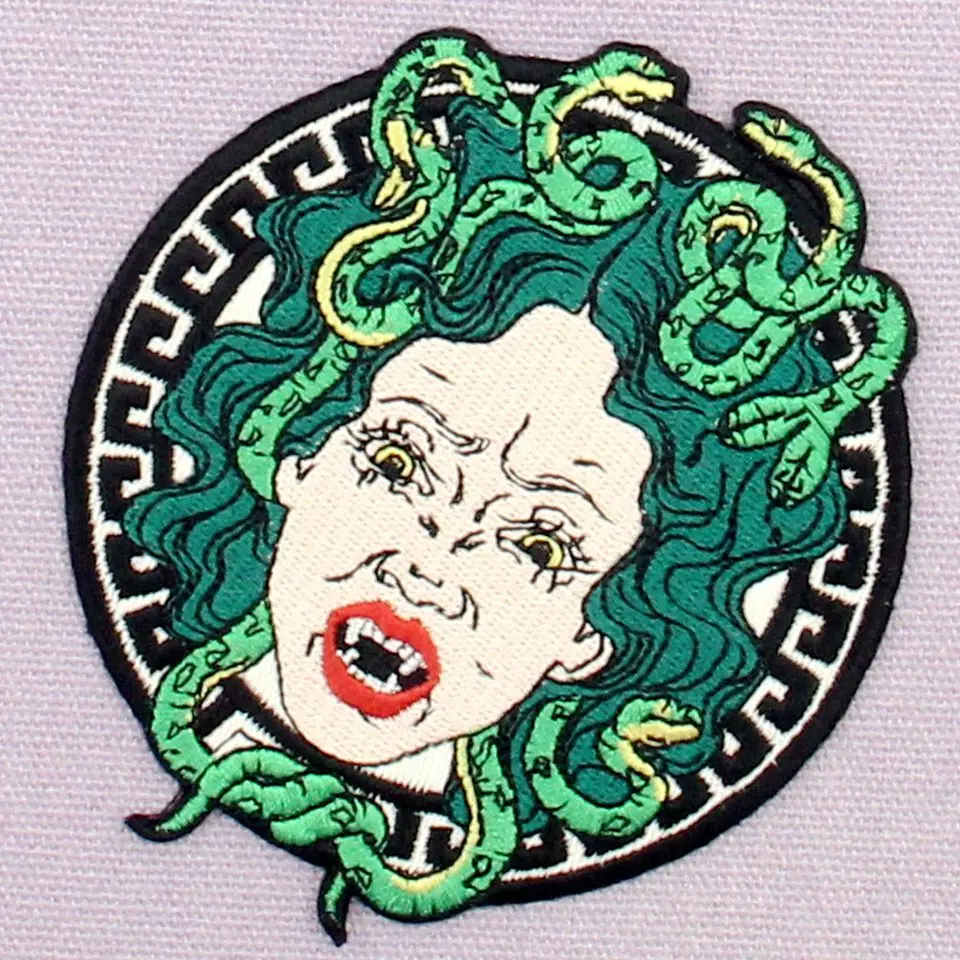 Нашивки Embird вышитые нашивки чтобы надеть рюкзаки Медуза голова на щит ручной