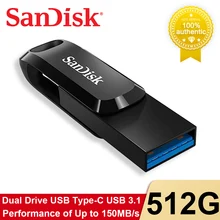 100% SanDisk Ultra Dual Drive Go 512GB USB Type-C Flash Drive 64GB 128GB 256GB USB3.1 OTG Pen Drive Stick High-speed 150M/s
