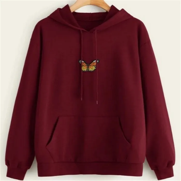 Butterfly Hoodie Women Autumn Winter Long Sleeve Black White Yellow Pink Hoodie Women Sweetshirts Cute Hoodies Moletom Feminino