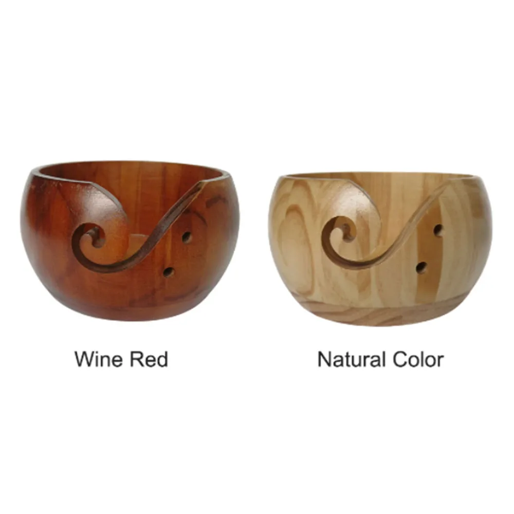 

Wooden Yarn Bowl Holder With Holes For Wool Yarn Knitting Product Woven Storage Home Decor Yarn Accessory Organizer 2 Color