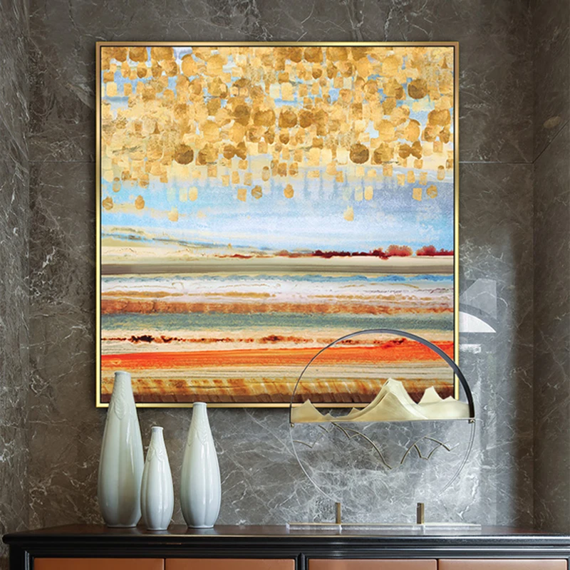 Абстрактные золотые плакаты картина маслом печатные на холсте настенные картины