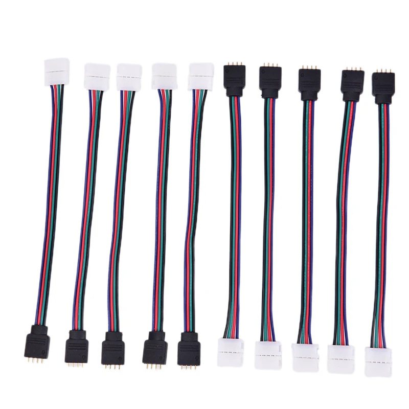 

10Pcs 4Pin 5050 3528 LED RGB Strip Extension Connectors Cable Wire LED Strip Extension Cable G08 15cm