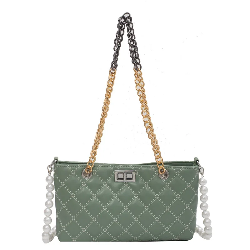 

High Capacity Summer Messenger bag Women 2021New PU Leather Crossbody Bags High Quality Pearl chain Shoulder Bag Bolsas Feminina