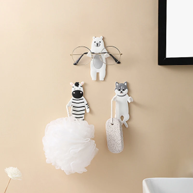 

Cute animal hooks free punching creative multifunctional door back key storage rack wall seamless strong storage sticky hook
