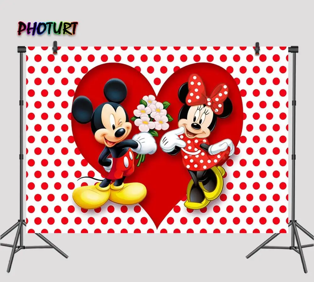 Фотофоны Микки и Минни Маус для фотосъемки на день рождения вечеринки кровати