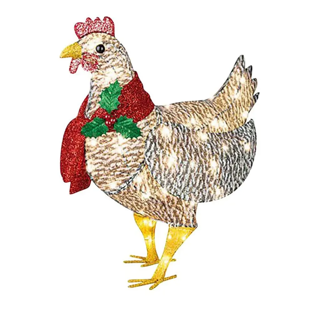 

Украшение для сада с шарфом, мини-светильник для цыплят, рождественские украшения, уличное украшение для лужайки