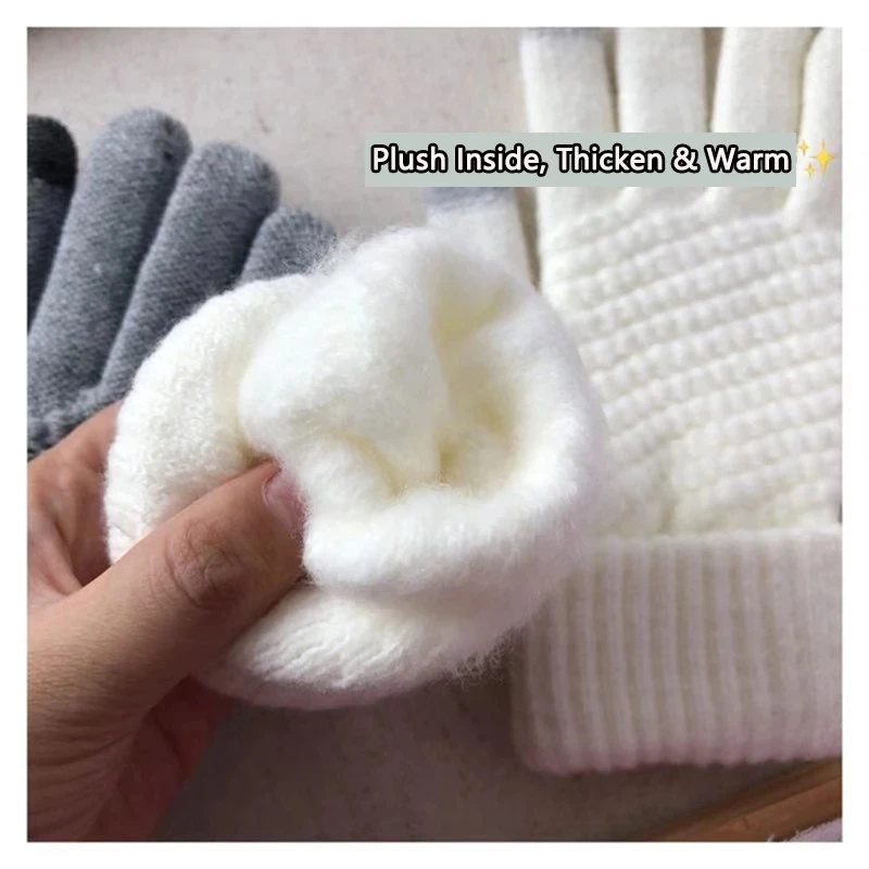 

Women's Cashmere Knitted Winter Gloves Cashmere Knitted Women Autumn Winter Warm Thick Gloves Touch Screen Skiing Gloves