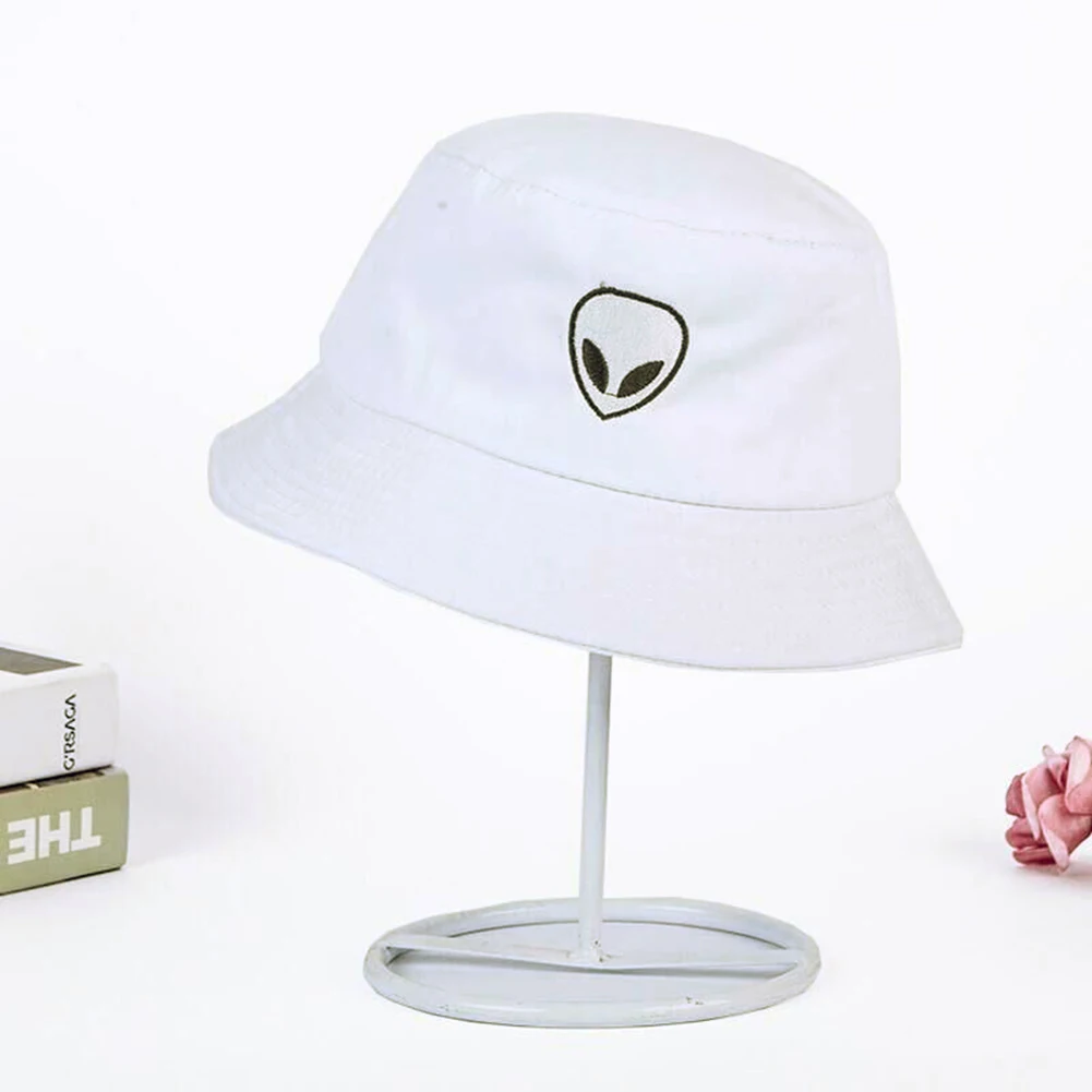 

Women Men Cotton Fisherman Sun Caps Unisex Embroidery Alien Foldable Bucket Hat Fisherman Hat Adult Bucket Cap