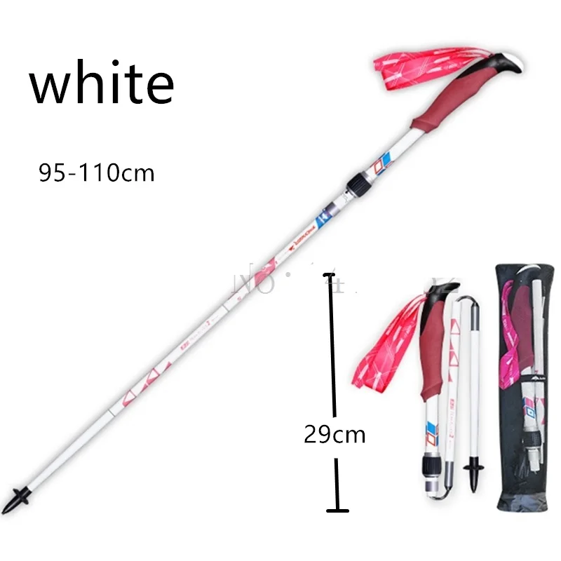 1pcs white PIONEER складной углеродного Сталь палки для скандинавской ходьбы телескопическое углеродное волокно треккинг Пеший Туризм Полюс сверхлегкая Ходьба пешком трости - Цвет: 1pcs white