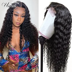 Usmei long Deep Wave Synthetic Lace Front Wigs 30 Inches HD Transparent Lace Front Wig Glueless Natural Black Wigs For Women Usmei long Deep Wave Synthetic Lace Front Wigs 30 Inches HD Transparent Lace Front Wig Glueless Natural Black Wigs For Women