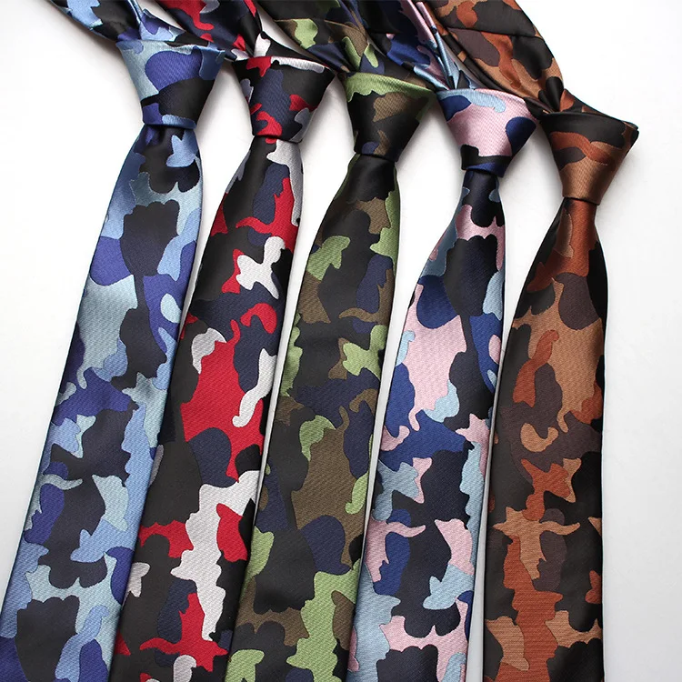 

Linbaiway Camouflage Polyester Neck Ties for Men Necktie for Wedding Business Suits Tie Slim Male Neckties Jacquard Gravatas