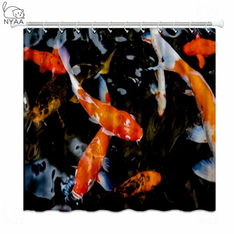 Занавеска для душа Koi Fish красная водонепроницаемая занавеска с рисунком рыбок и