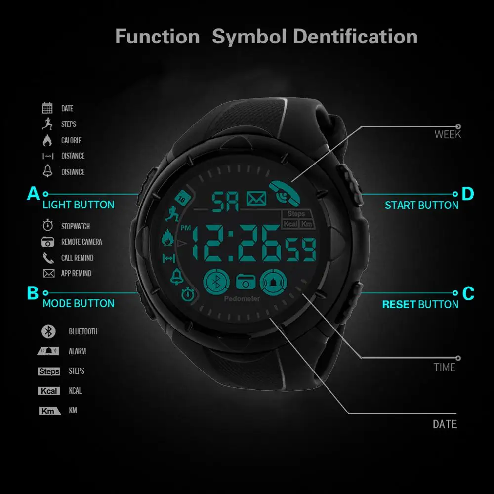 HONHX Bluetooth мужские умные спортивные часы мужские s водонепроницаемые цифровые наручные часы шагомер калории фитнес Relogio Спорт Masculino