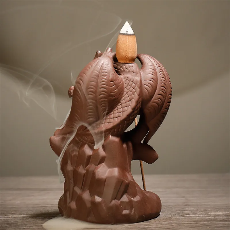 Керамическая курильница с золотым Драконом обратным потоком водопадом