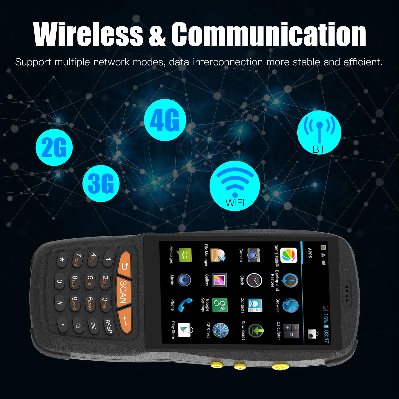 Портативный POS терминал сканер штрих кодов с поддержкой технологии NFC PDA