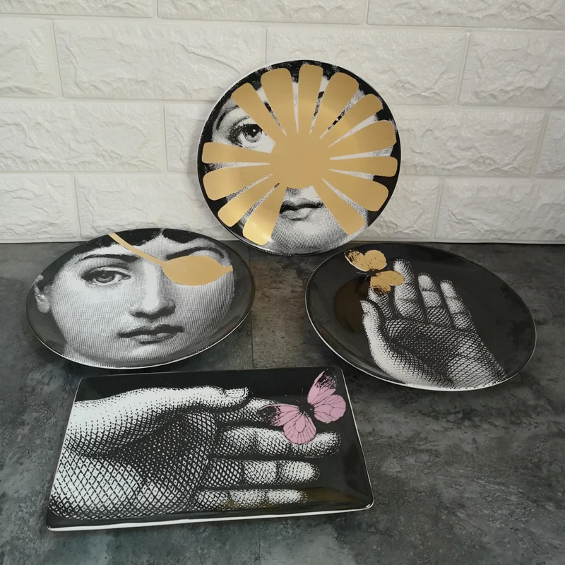Milan rosenthal Piero fornasetti тарелки Цвет черно белый иллюстрации висит блюда по