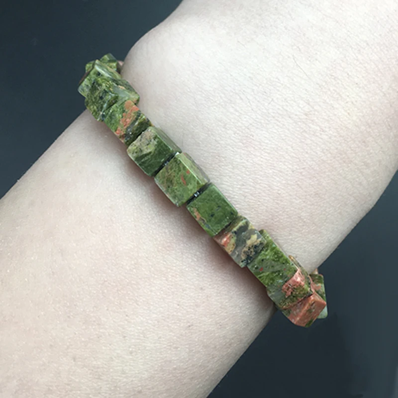 

Natural Square Shape Flowers Green Beads Stone Loose Spacer Beads for Jewelry Making DIY Charms Bracelet Necklace 15''6*6mm