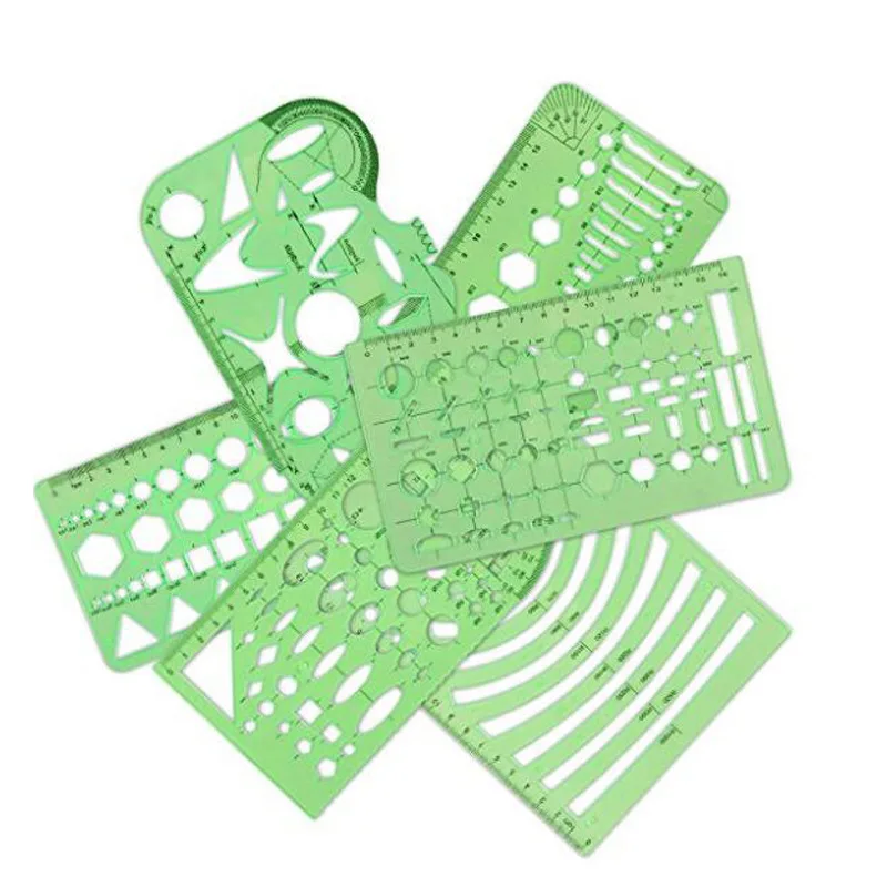 6 pcs/set Rule Transparent Drawing Template Tool Architectural Design Ruler Stencil Measuring | Канцтовары для офиса и дома