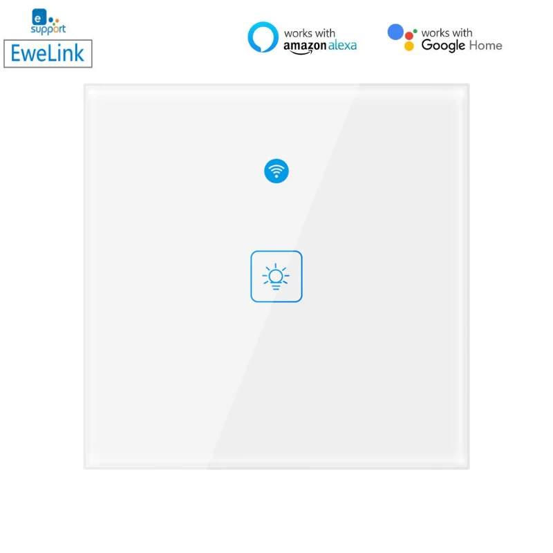 

Беспроводной настенный выключатель Ewelink, 220 В, сенсорный светильник ключатель для умного дома, 1/2/3 клавиш, поддержка Alexa Google Home, Голосовое упр...