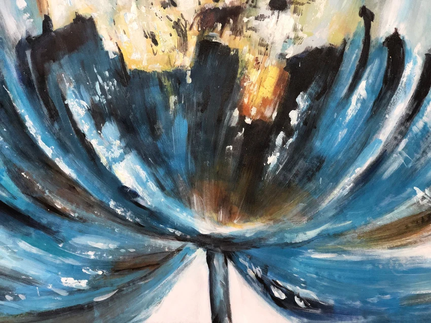 

Large sizes Hand-painted abstract Oil Painting On Canvas acrylic blue flowers Wall art Picture For Living eating Room Home Decor