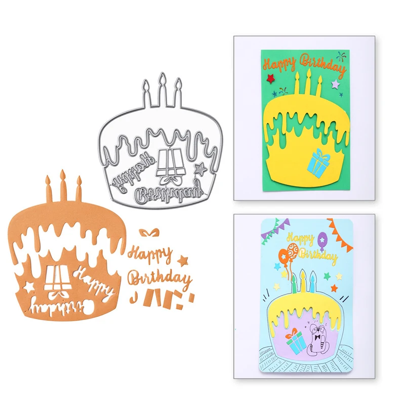 YaMinSanNiO с днем рождения буквенные металлические резные штампы торт для ремесла