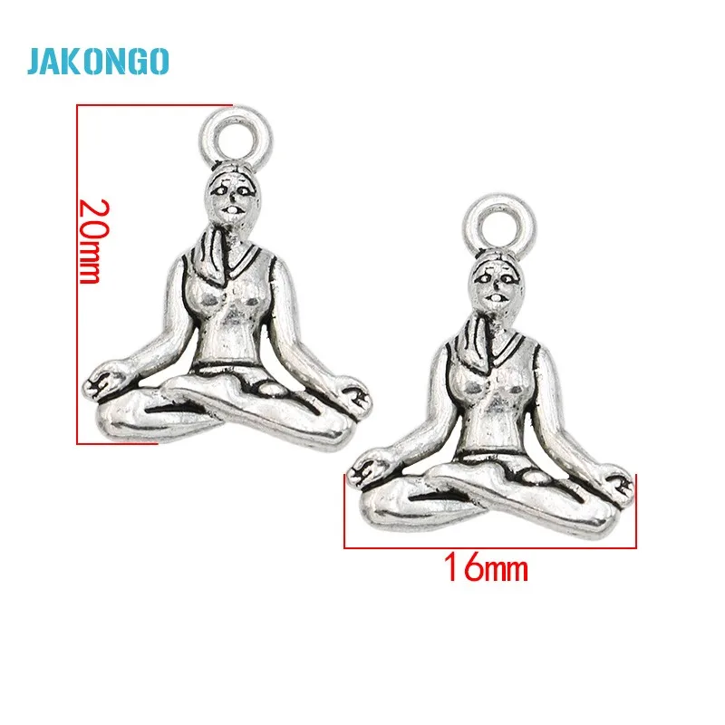 

40PCS Antique Silver Plated Yoga Girl Charms Pendants for Jewelry Making DIY Handmade Craft 20x16mm