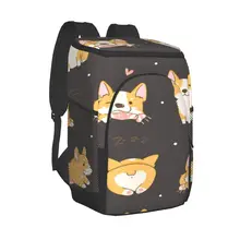 Large Cooler Bag Thermo Lunch Picnic Box Cute Corgi Dogs Insulated Backpack Ice Pack Fresh Carrier Thermal Shoulder Bag