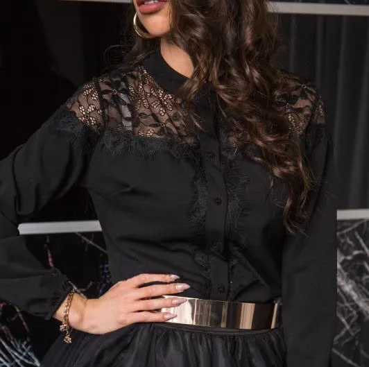 

Hirigin Autumn Hot Women Long Sleeve Lace Hollow Solid Fashion Floral Shirt Tops Tunic Casual Blouse Shirts Tops