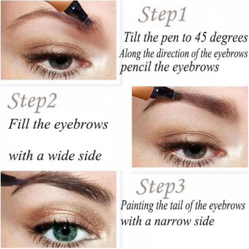 New Four Tips Eyebrow Pen Waterproof Smudge-proof Tip Liquid Tattoo Pen.w | Красота и здоровье
