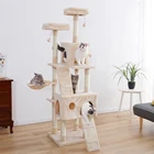 Дерево для кошек, 176 см, с 2 кондомами и 2 насечками, башня-Скалочка для котят, мебель обновленной версии, игрушки для домашних животных, бежевое дерево для кошек с имитацией дома