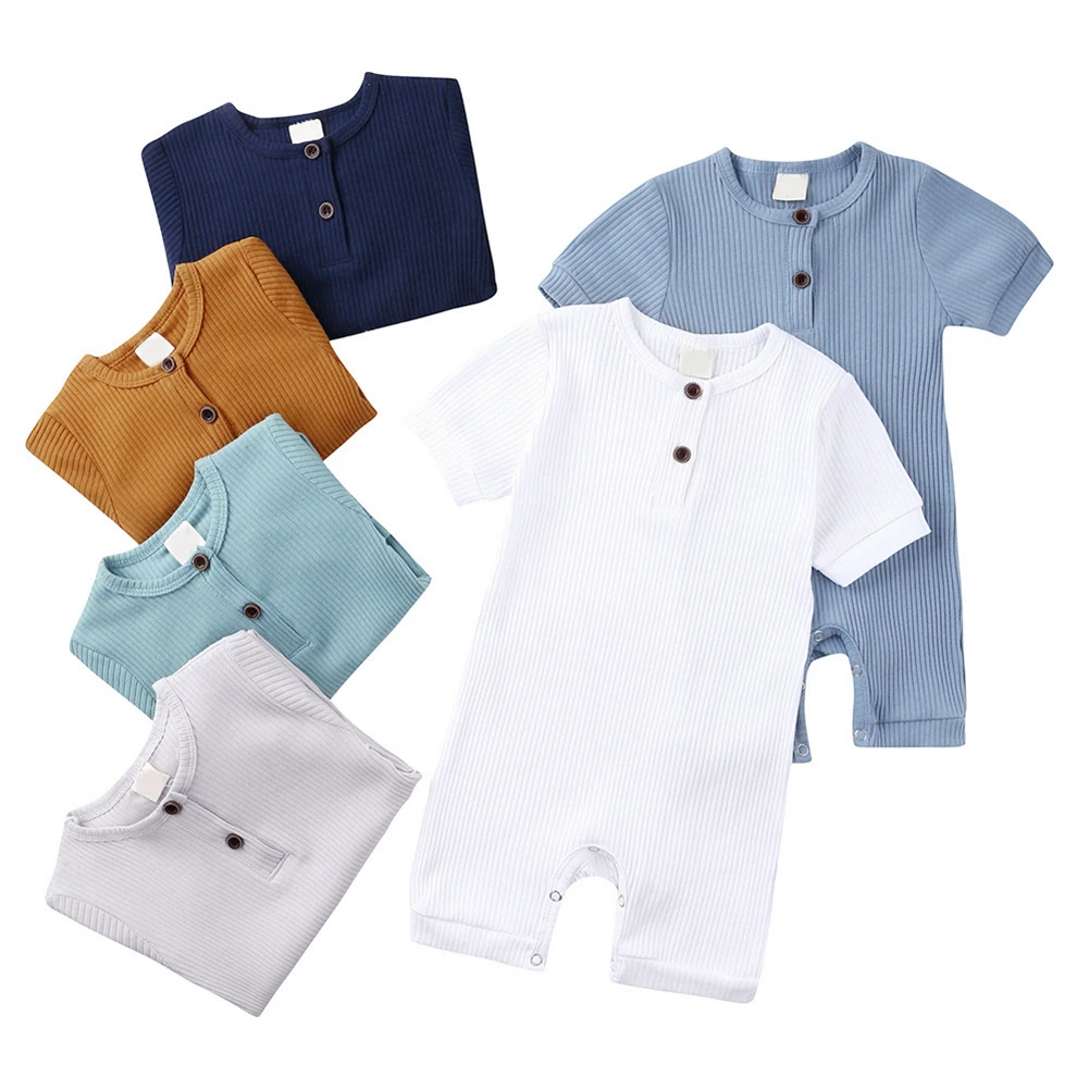 

Baby Spring Autumn Clothing Newborn Baby Girl Boy Ribbed Clothes Knitted Cotton Romper Jumpsuit Solid 2PCS Outfits 2021 Hot Sale
