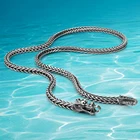 Ожерелье из тайского серебра 925 пробы для мужчин, популярное ювелирное изделие из 925 пробы серебра с этническим драконом, 56 см61 см66 см